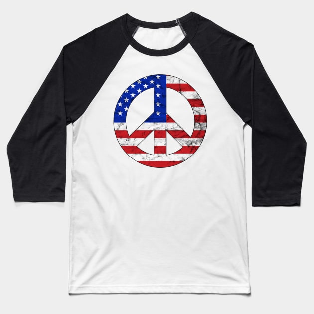 America Peace Baseball T-Shirt by Dojaja